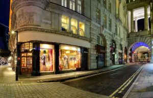 external shot of high end retail shop in London