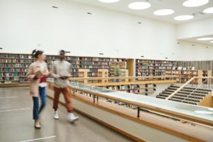 interior of bright, modern university library